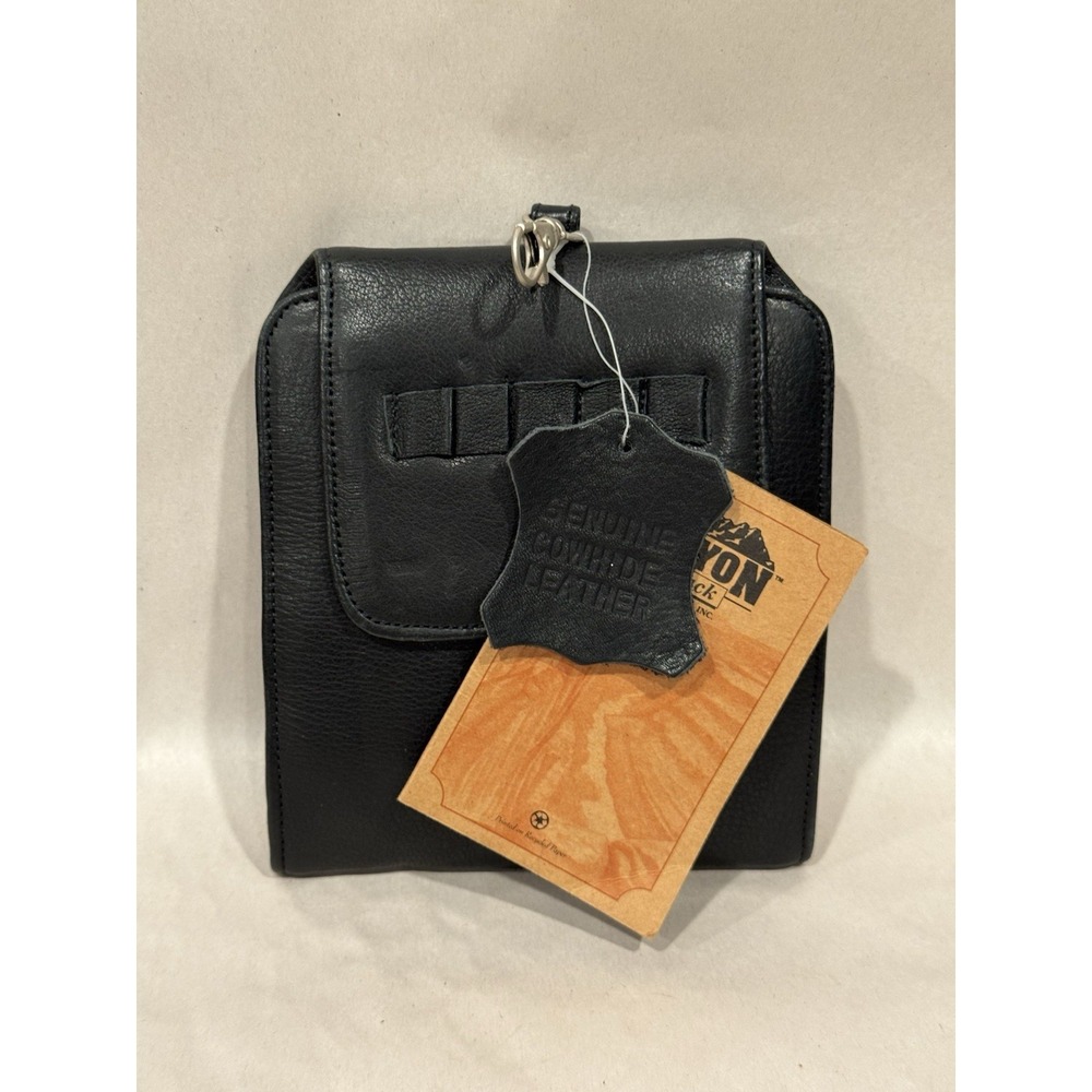 Canyon Outback Leather Goods Black Genuine Leather Small Travel Accessory Case